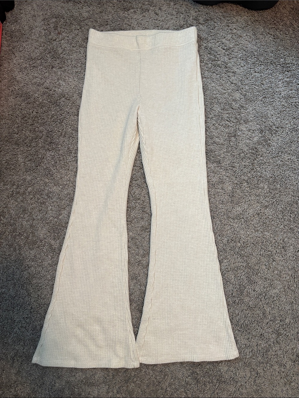aerie Ivory Ribbed Flare Pants